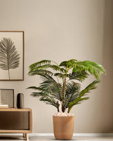 Alamkari India Fabric & Plastic Artificial Areca Palm Plant in Black Pot (130 cm)